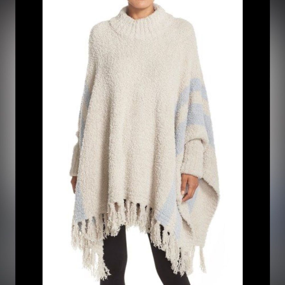 Barefoot Dreams One Size Cozy Chic Beach Fringe Lounge Poncho